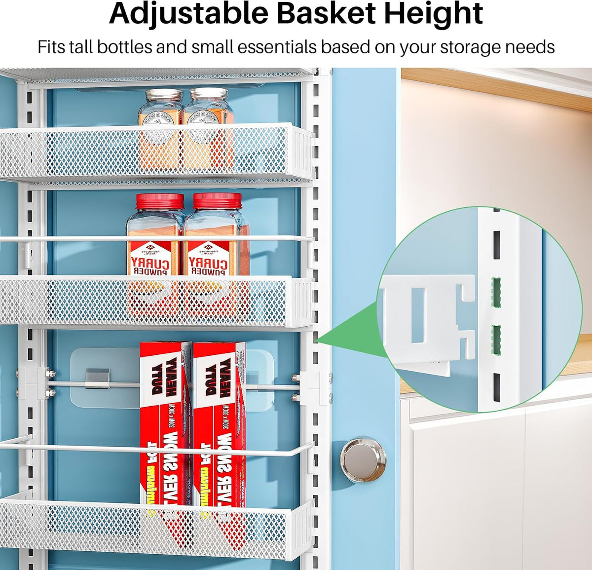 8 Tiers Over the Door Organizer, 17" W x 6" D x 69" H, White