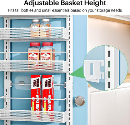 8 Tiers Over the Door Organizer, 17" W x 6" D x 69" H, White