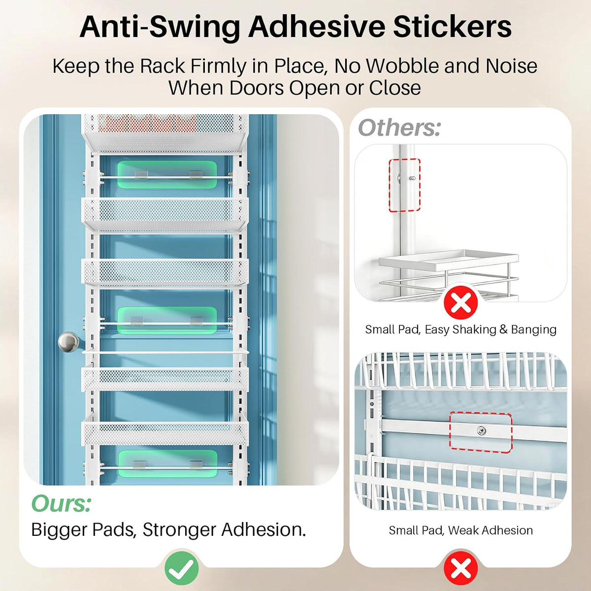 8 Tiers Over the Door Organizer, 17" W x 6" D x 69" H, White