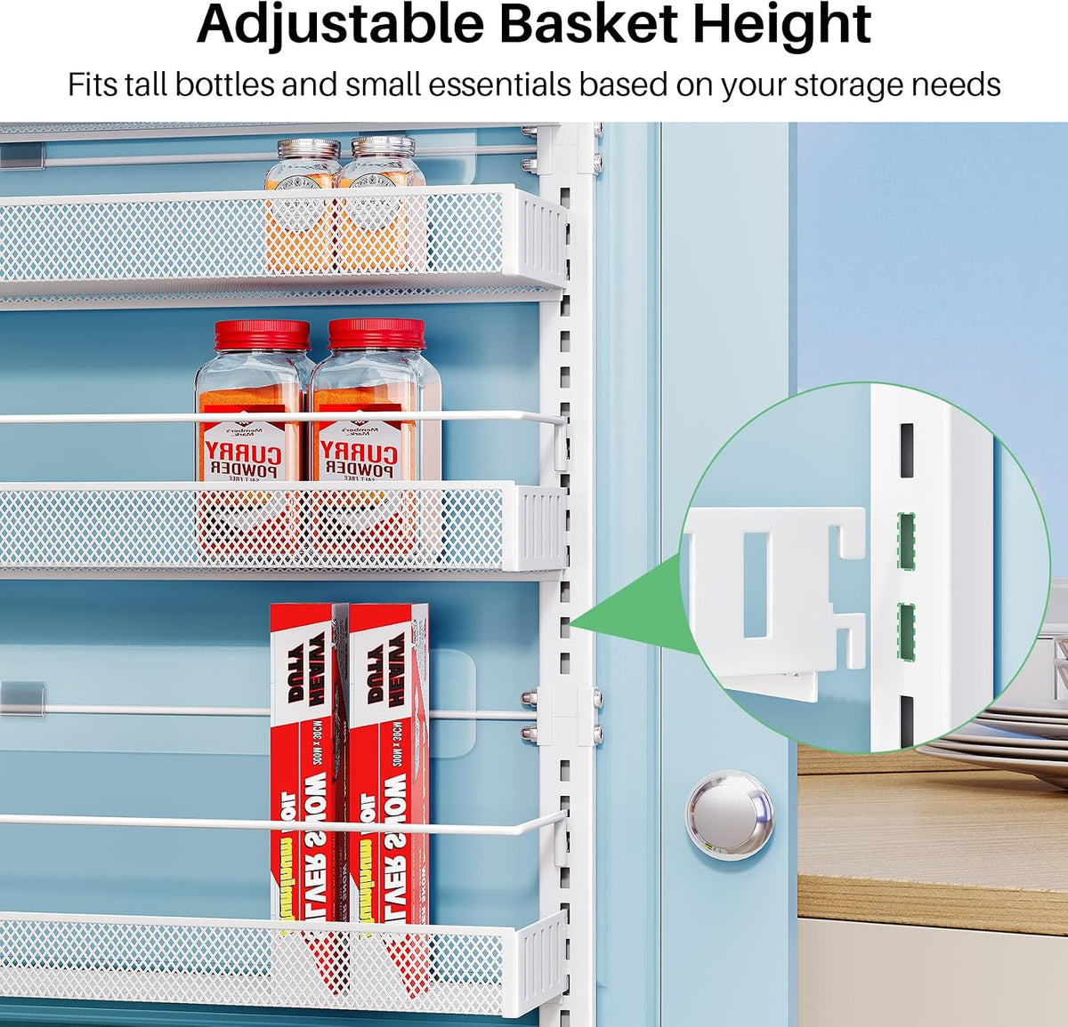 8 Tiers Over the Door Organizer, 17" W x 6" D x 69" H, White