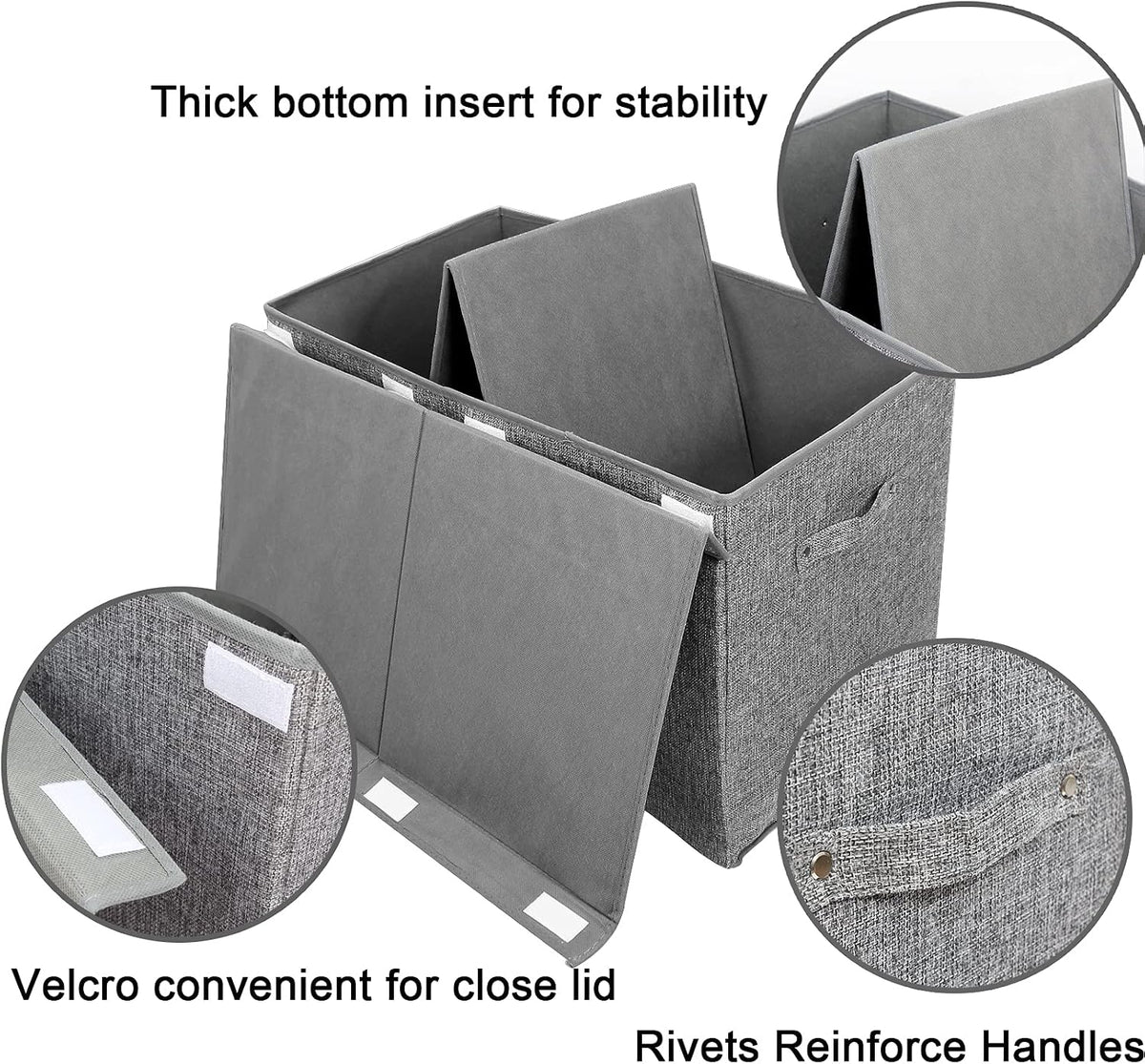 Large Toy Box Chest with Lid, Collapsible Sturdy Toy Storage Organizer Boxes Bins Baskets for Kids, Boys, Girls, Nursery, Playroom, 25"x13" x16" (Linen Gray)