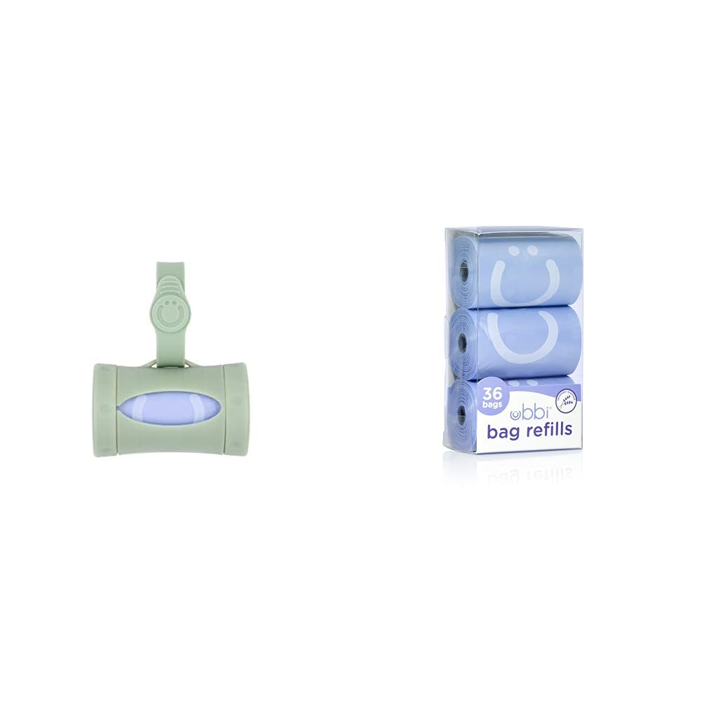 Retractable On-the-Go Diaper Bag Dispenser with 36 Lavender Scented Refill Bags for Baby Travel