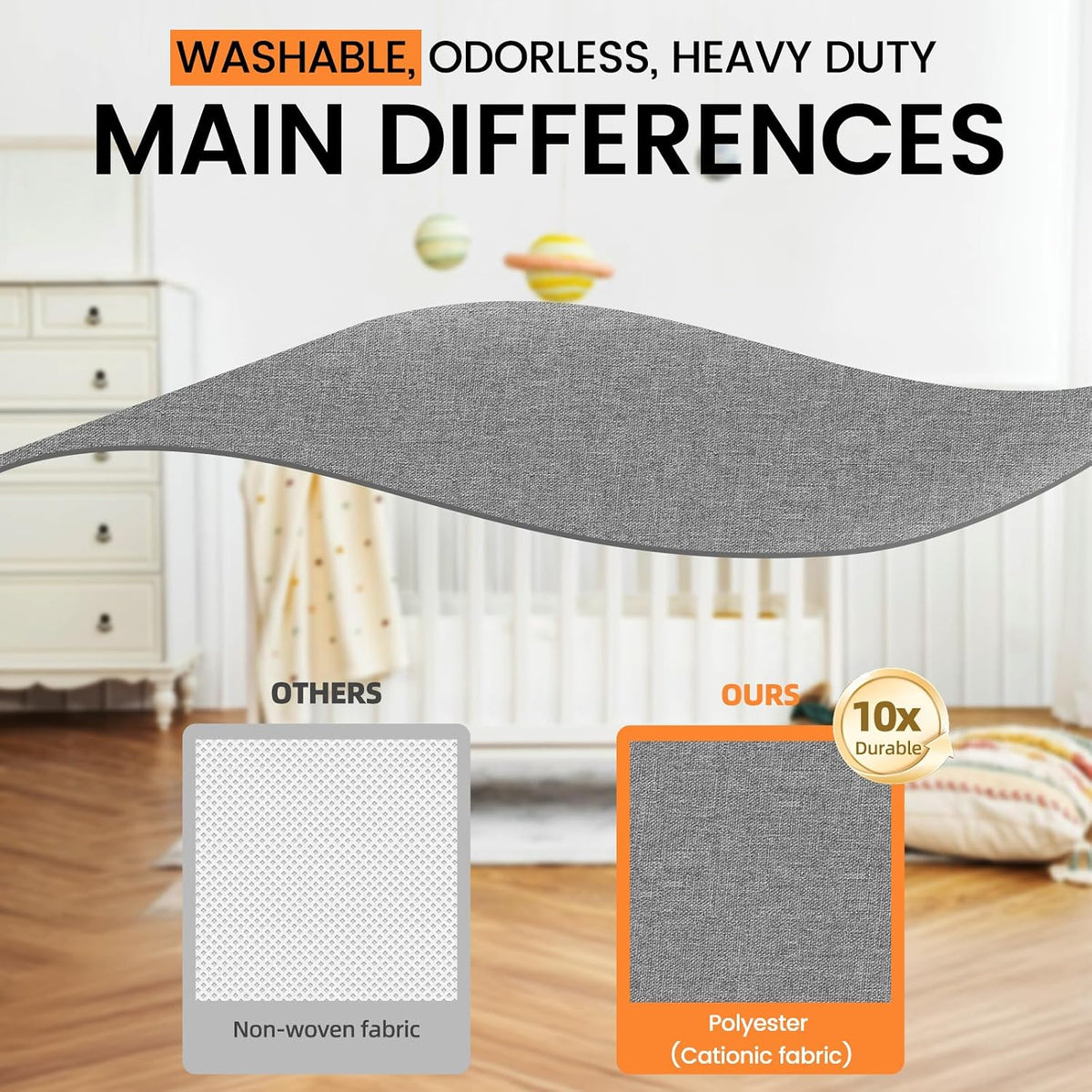 Sock Underwear Drawer Organizer Dividers, 64 Cell Fabric Foldable Dresser Organizer for Closet Organizers and Storage Boxes for Organizing Socks, Underwear, Ties (16+24+24 Cell, Gray)