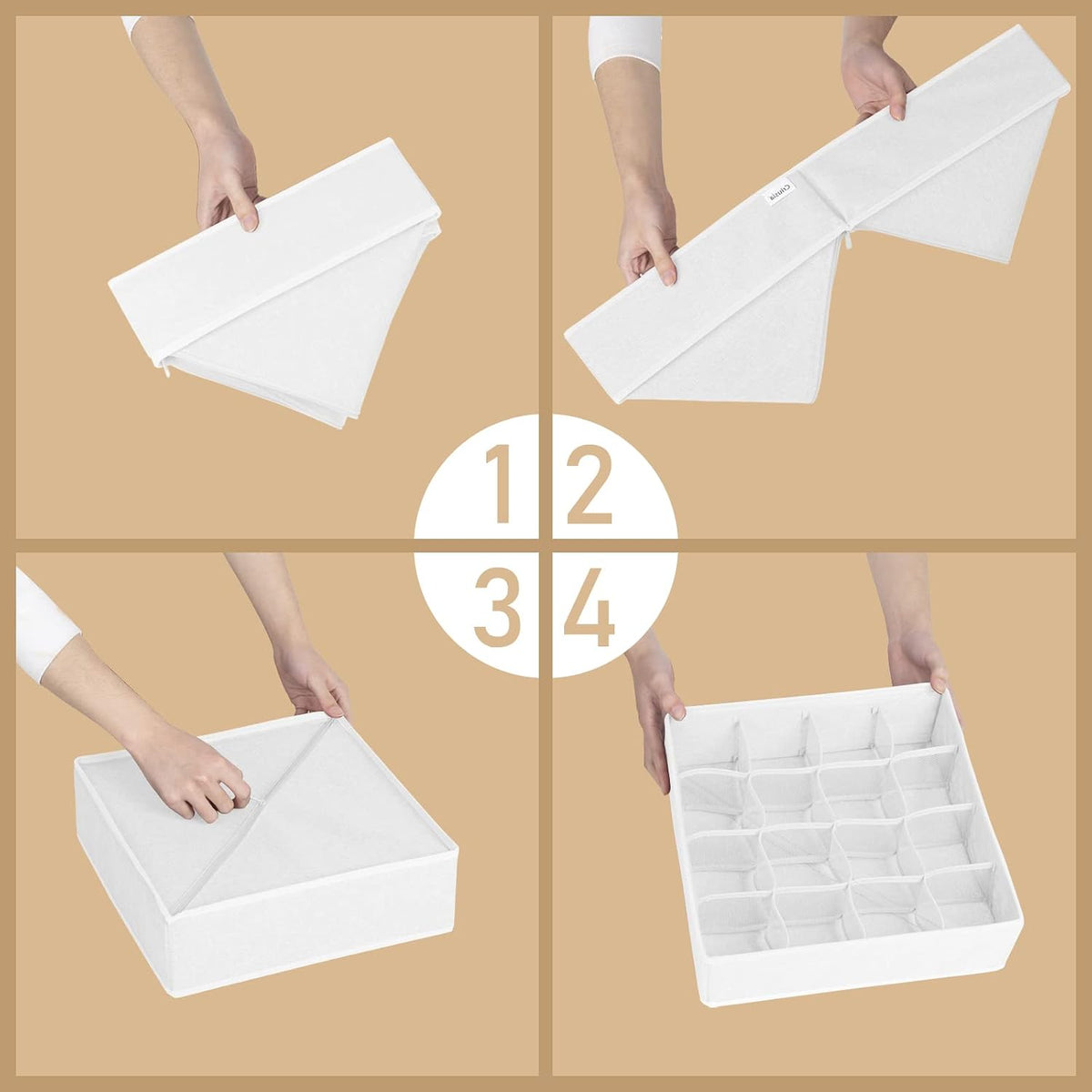 Sock Underwear Drawer Organizer Dividers, 64 Cell Fabric Foldable Dresser Organizer for Closet Organizers and Storage Boxes for Organizing Socks, Underwear, Ties (16+24+24 Cell, Gray)