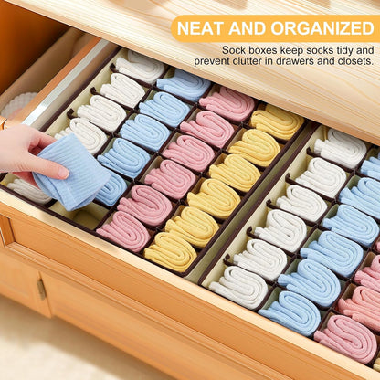 joyoldelf Sock Drawer Organizer Divider 2 Packs Underwear Organizer, 24 Cell Closet Organizers and Storage Organizer Sock Holders Organizers for Storing Socks, Handkerchiefs, Ties, Belts (Grey)
