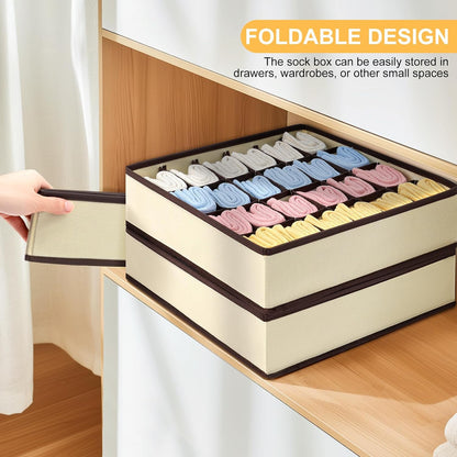 joyoldelf Sock Drawer Organizer Divider 2 Packs Underwear Organizer, 24 Cell Closet Organizers and Storage Organizer Sock Holders Organizers for Storing Socks, Handkerchiefs, Ties, Belts (Grey)
