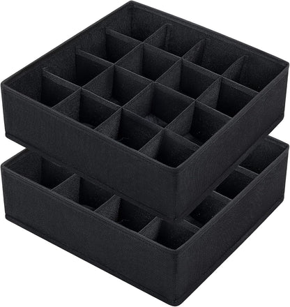 joyoldelf Sock Drawer Organizer Divider 2 Packs Underwear Organizer, 24 Cell Closet Organizers and Storage Organizer Sock Holders Organizers for Storing Socks, Handkerchiefs, Ties, Belts (Grey)