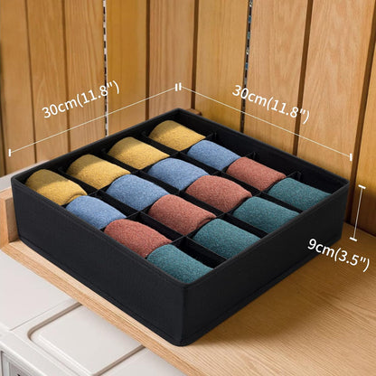 joyoldelf Sock Drawer Organizer Divider 2 Packs Underwear Organizer, 24 Cell Closet Organizers and Storage Organizer Sock Holders Organizers for Storing Socks, Handkerchiefs, Ties, Belts (Grey)