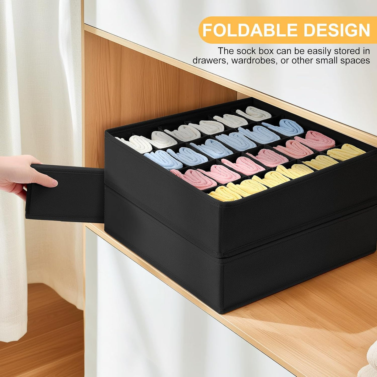 joyoldelf Sock Drawer Organizer Divider 2 Packs Underwear Organizer, 24 Cell Closet Organizers and Storage Organizer Sock Holders Organizers for Storing Socks, Handkerchiefs, Ties, Belts (Grey)
