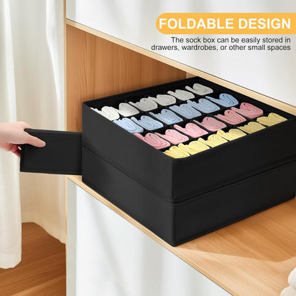 joyoldelf Sock Drawer Organizer Divider 2 Packs Underwear Organizer, 24 Cell Closet Organizers and Storage Organizer Sock Holders Organizers for Storing Socks, Handkerchiefs, Ties, Belts (Grey)