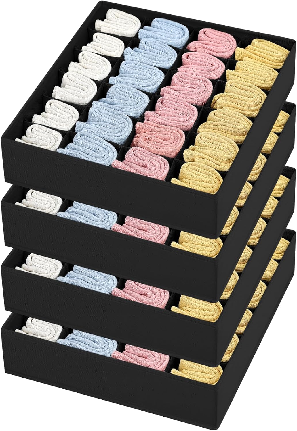 joyoldelf Sock Drawer Organizer Divider 2 Packs Underwear Organizer, 24 Cell Closet Organizers and Storage Organizer Sock Holders Organizers for Storing Socks, Handkerchiefs, Ties, Belts (Grey)