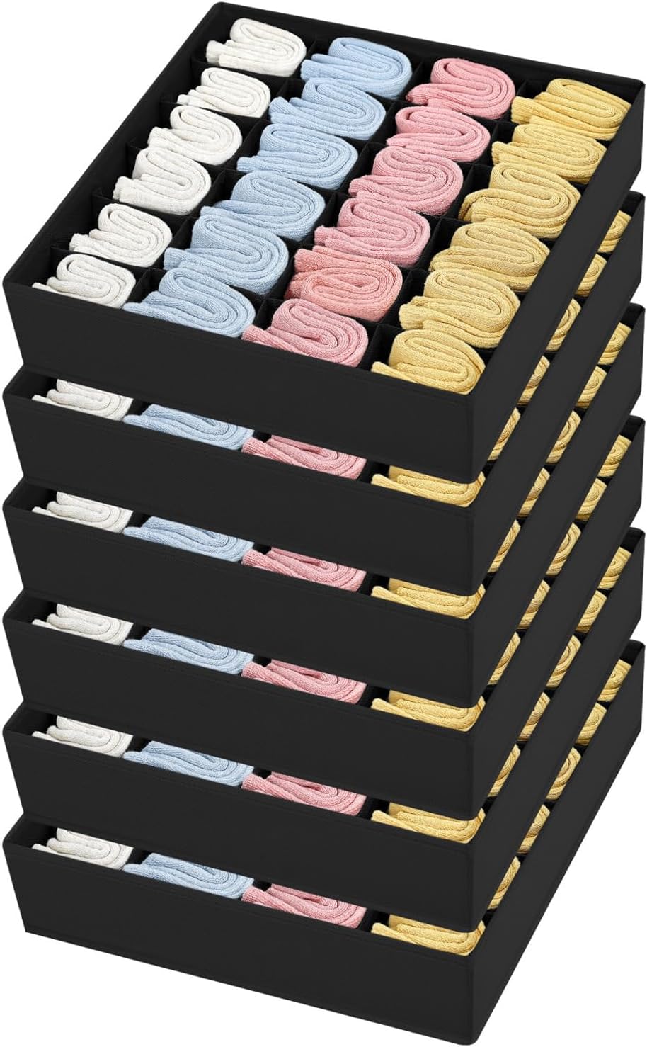 joyoldelf Sock Drawer Organizer Divider 2 Packs Underwear Organizer, 24 Cell Closet Organizers and Storage Organizer Sock Holders Organizers for Storing Socks, Handkerchiefs, Ties, Belts (Grey)