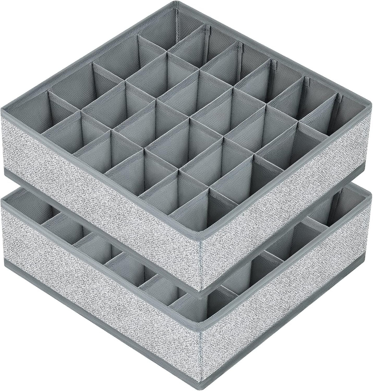joyoldelf Sock Drawer Organizer Divider 2 Packs Underwear Organizer, 24 Cell Closet Organizers and Storage Organizer Sock Holders Organizers for Storing Socks, Handkerchiefs, Ties, Belts (Grey)