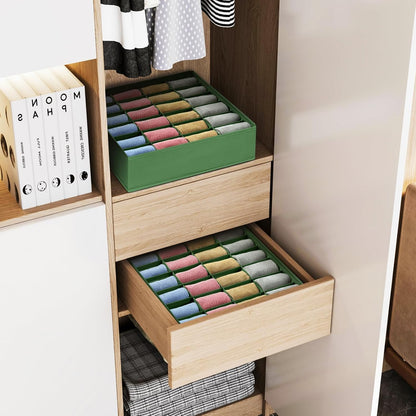 joyoldelf Sock Drawer Organizer Divider 2 Packs Underwear Organizer, 24 Cell Closet Organizers and Storage Organizer Sock Holders Organizers for Storing Socks, Handkerchiefs, Ties, Belts (Grey)