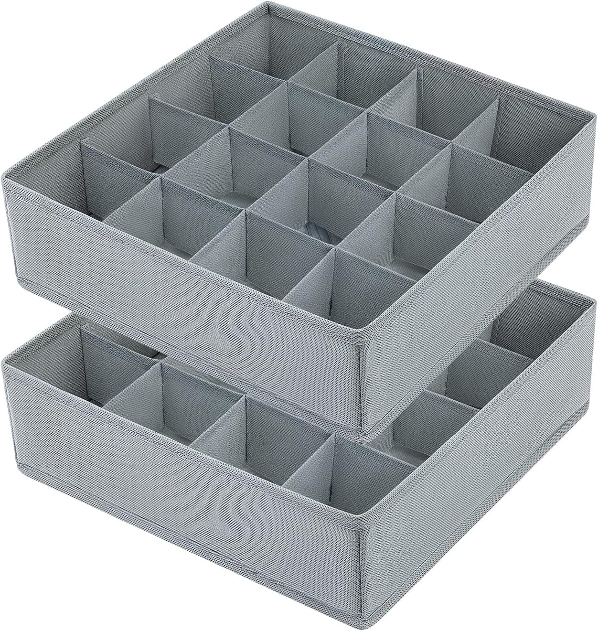 joyoldelf Sock Drawer Organizer Divider 2 Packs Underwear Organizer, 24 Cell Closet Organizers and Storage Organizer Sock Holders Organizers for Storing Socks, Handkerchiefs, Ties, Belts (Grey)
