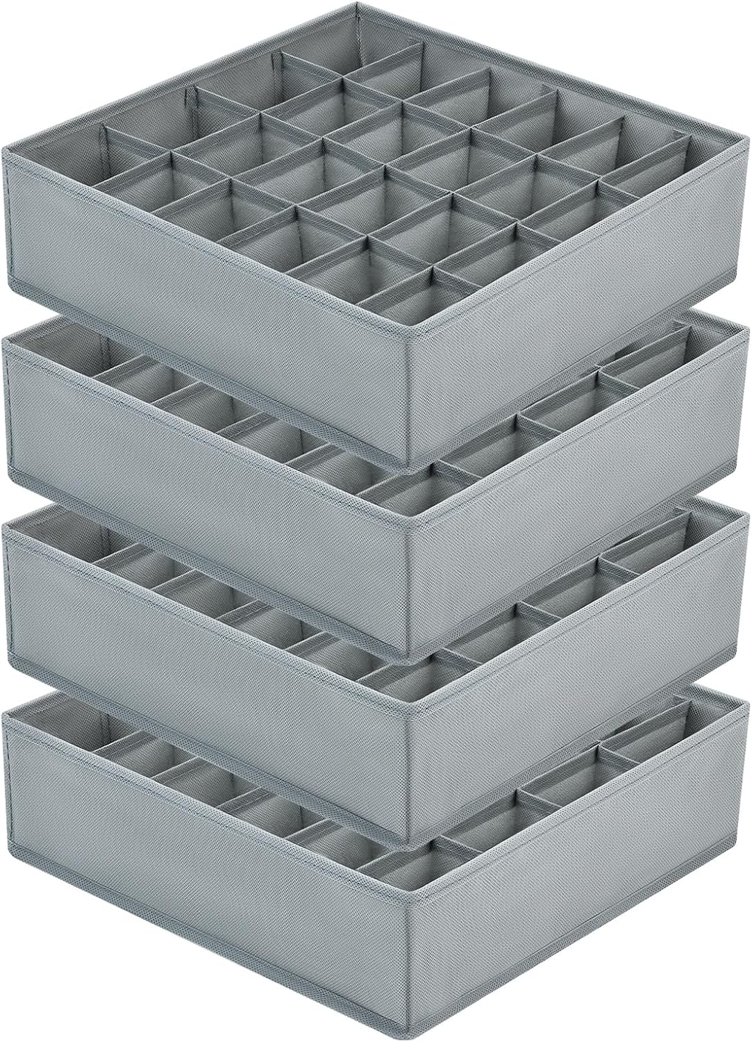 joyoldelf Sock Drawer Organizer Divider 2 Packs Underwear Organizer, 24 Cell Closet Organizers and Storage Organizer Sock Holders Organizers for Storing Socks, Handkerchiefs, Ties, Belts (Grey)
