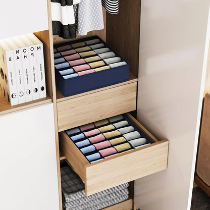 joyoldelf Sock Drawer Organizer Divider 2 Packs Underwear Organizer, 24 Cell Closet Organizers and Storage Organizer Sock Holders Organizers for Storing Socks, Handkerchiefs, Ties, Belts (Grey)