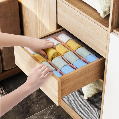 joyoldelf Sock Drawer Organizer Divider 2 Packs Underwear Organizer, 24 Cell Closet Organizers and Storage Organizer Sock Holders Organizers for Storing Socks, Handkerchiefs, Ties, Belts (Grey)