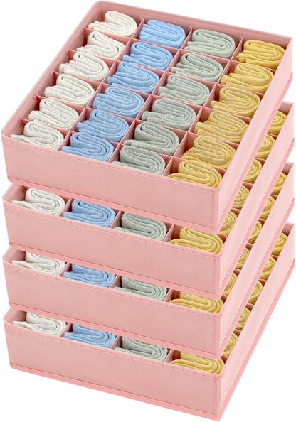 joyoldelf Sock Drawer Organizer Divider 2 Packs Underwear Organizer, 24 Cell Closet Organizers and Storage Organizer Sock Holders Organizers for Storing Socks, Handkerchiefs, Ties, Belts (Grey)