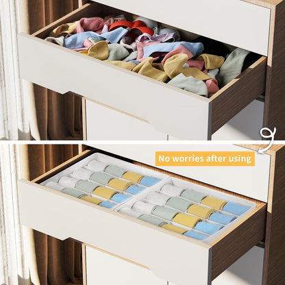 joyoldelf Sock Drawer Organizer Divider 2 Packs Underwear Organizer, 24 Cell Closet Organizers and Storage Organizer Sock Holders Organizers for Storing Socks, Handkerchiefs, Ties, Belts (Grey)