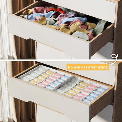 joyoldelf Sock Drawer Organizer Divider 2 Packs Underwear Organizer, 24 Cell Closet Organizers and Storage Organizer Sock Holders Organizers for Storing Socks, Handkerchiefs, Ties, Belts (Grey)