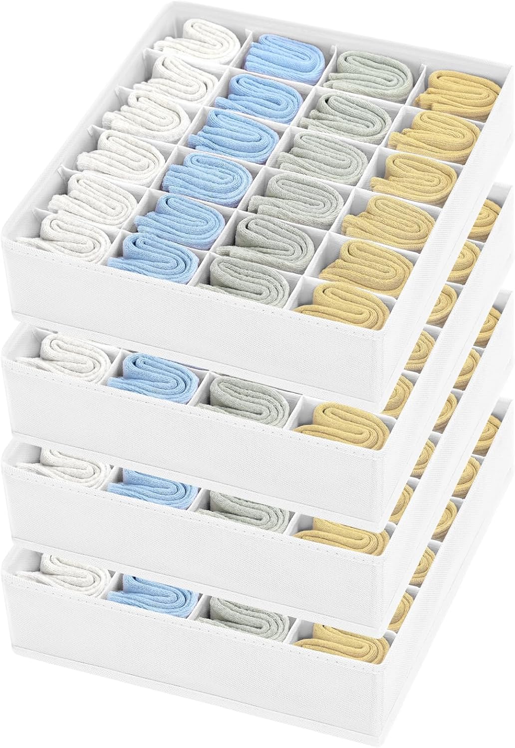 joyoldelf Sock Drawer Organizer Divider 2 Packs Underwear Organizer, 24 Cell Closet Organizers and Storage Organizer Sock Holders Organizers for Storing Socks, Handkerchiefs, Ties, Belts (Grey)