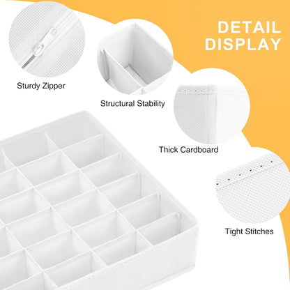 joyoldelf Sock Drawer Organizer Divider 2 Packs Underwear Organizer, 24 Cell Closet Organizers and Storage Organizer Sock Holders Organizers for Storing Socks, Handkerchiefs, Ties, Belts (Grey)