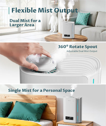 6L Humidifier for Bedroom Large Room Smart Humidistat Control