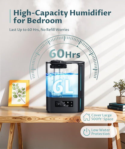 6L Humidifier for Bedroom Large Room Smart Humidistat Control