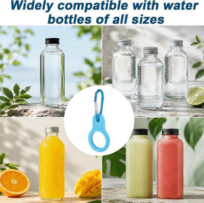 6Pcs Portable Mineral Water Bottle Holder Clips, 3 Plastic O-Ring Belt Buckles & 3 Silicone Hanging Rings with Carabiners, Bottle Keychain Hooks Carrier for Backpack, Hiking, Camping & Travel