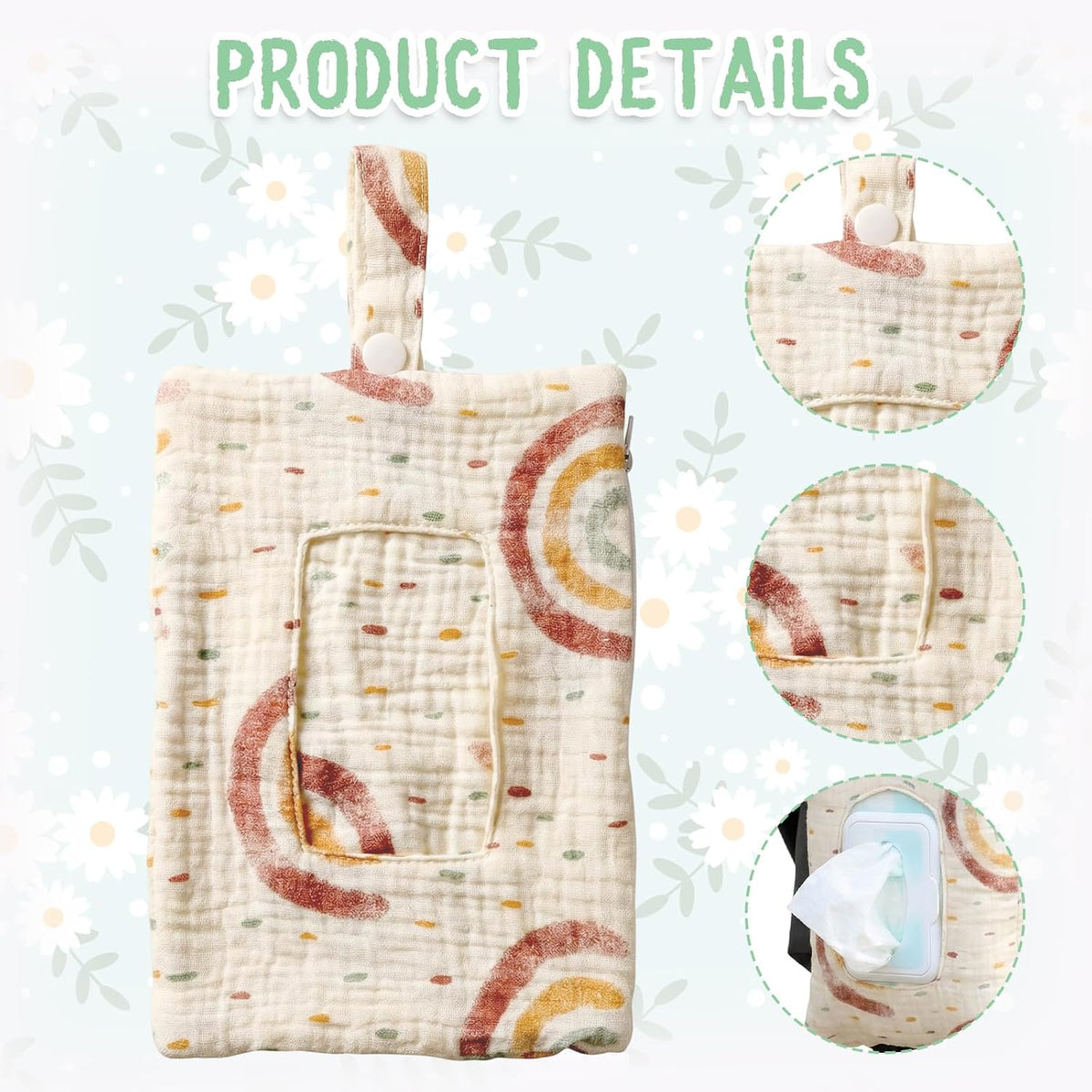 Wipe and Diaper Pouch, Reusable Wipes Pouch with Convenient Dispenser Design, Ideal for Stroller Attachment and Travel Organization, Compact 8.6 x 5.5 Inch Storage Solution