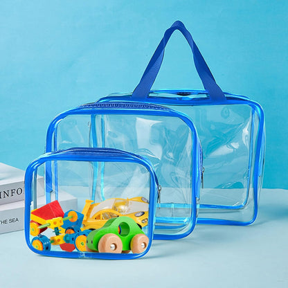 9 Packs Clear PVC Toy Storage Bags Toiletry Bags Waterproof Kids Zippered Toy Organizing Bags for Building Blocks Puzzle Stationery Black