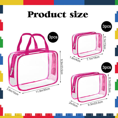 9 Packs Clear PVC Toy Storage Bags Toiletry Bags Waterproof Kids Zippered Toy Organizing Bags for Building Blocks Puzzle Stationery Black