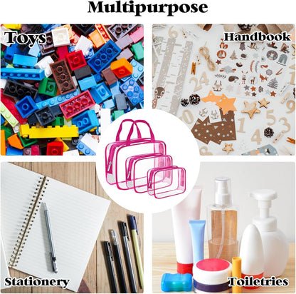 9 Packs Clear PVC Toy Storage Bags Toiletry Bags Waterproof Kids Zippered Toy Organizing Bags for Building Blocks Puzzle Stationery Black
