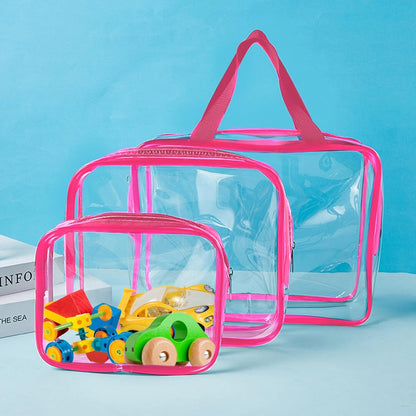 9 Packs Clear PVC Toy Storage Bags Toiletry Bags Waterproof Kids Zippered Toy Organizing Bags for Building Blocks Puzzle Stationery Black