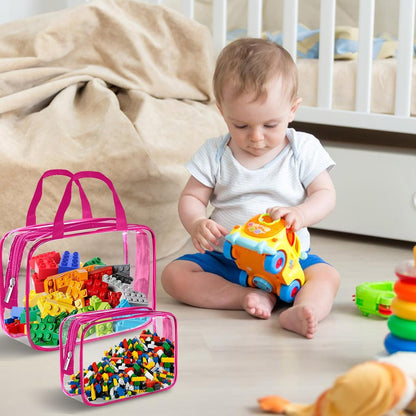 9 Packs Clear PVC Toy Storage Bags Toiletry Bags Waterproof Kids Zippered Toy Organizing Bags for Building Blocks Puzzle Stationery Black