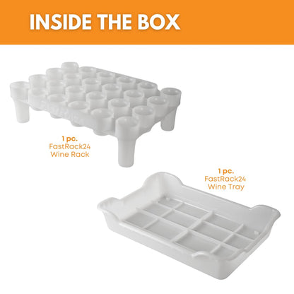 FASTFERMENT - 24-Bottle Drying Rack & Tray| Bottle Drying Tree Alternative | Dry & Store Your Wine or Bomber/Belgian Bottles | Stackable | White | Dishwasher Safe | Home Brewing Supplies
