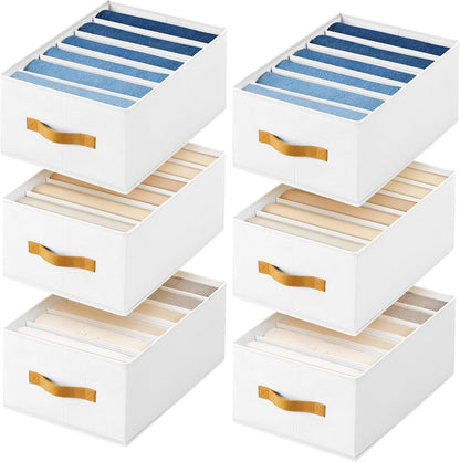 Wardrobe Clothes Organizer - Foldable Closet Drawer Organizer Dividers for Jeans, Pants, Sweater, T Shirt, Storage Bins with Handles for Shelf