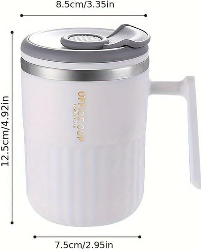 Insulated Coffee Mug with Handle & Lid 304 Stainless Steel | Office Cup, Leak-Proof Travel Tumbler for Hot/Cold Drinks, Coffee, Tea, Home & Office Use