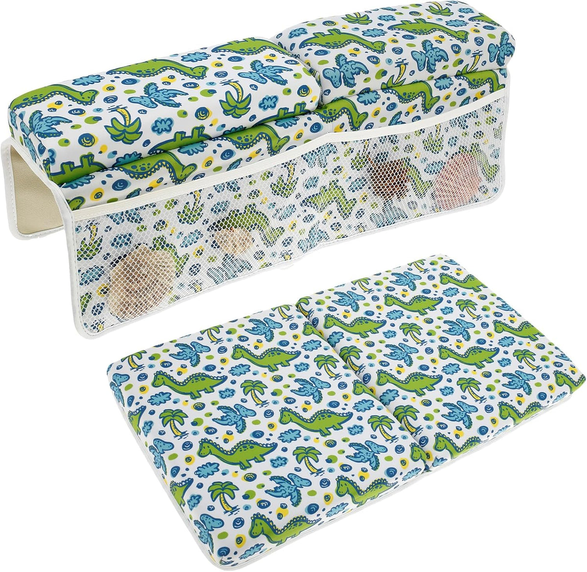 Baby Bath Kneeler and Elbow Pad Set, Nonslip Bathtub Kneeling Pad for Baby Bathing Parents Use, Waterproof Bathtub Elbow Support Mat w/ 4 Side Pockets,Organizer, Foldable Painless Memory Foam Mat