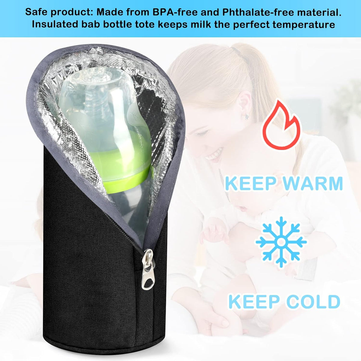 Baby Bottle Cooler Tote Bags, Insulated Breastmilk Cooler Bag, Nursing Bottle Cooler Warmer Bag for Nursing Mom Daycare Travel