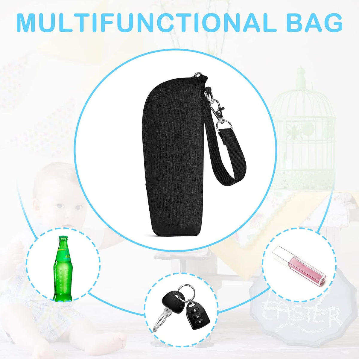 Baby Bottle Cooler Tote Bags, Insulated Breastmilk Cooler Bag, Nursing Bottle Cooler Warmer Bag for Nursing Mom Daycare Travel