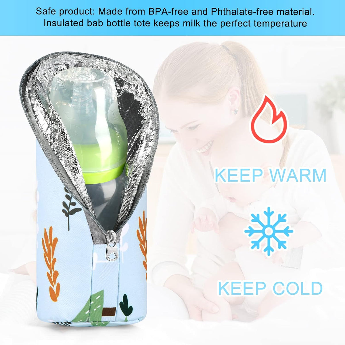 Baby Bottle Cooler Tote Bags, Insulated Breastmilk Cooler Bag, Nursing Bottle Cooler Warmer Bag for Nursing Mom Daycare Travel