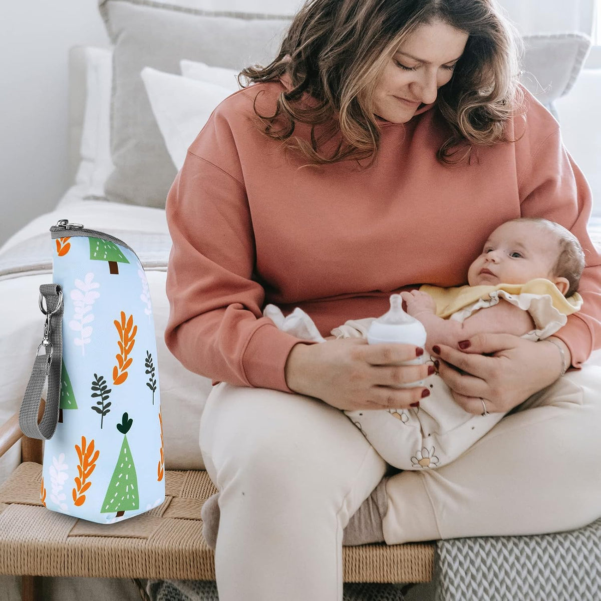 Baby Bottle Cooler Tote Bags, Insulated Breastmilk Cooler Bag, Nursing Bottle Cooler Warmer Bag for Nursing Mom Daycare Travel