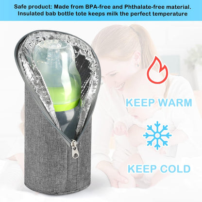 Baby Bottle Cooler Tote Bags, Insulated Breastmilk Cooler Bag, Nursing Bottle Cooler Warmer Bag for Nursing Mom Daycare Travel