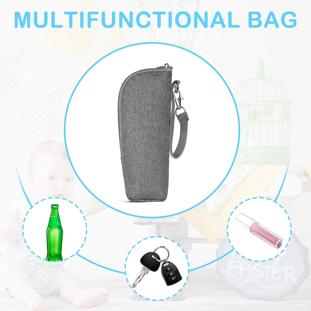 Baby Bottle Cooler Tote Bags, Insulated Breastmilk Cooler Bag, Nursing Bottle Cooler Warmer Bag for Nursing Mom Daycare Travel