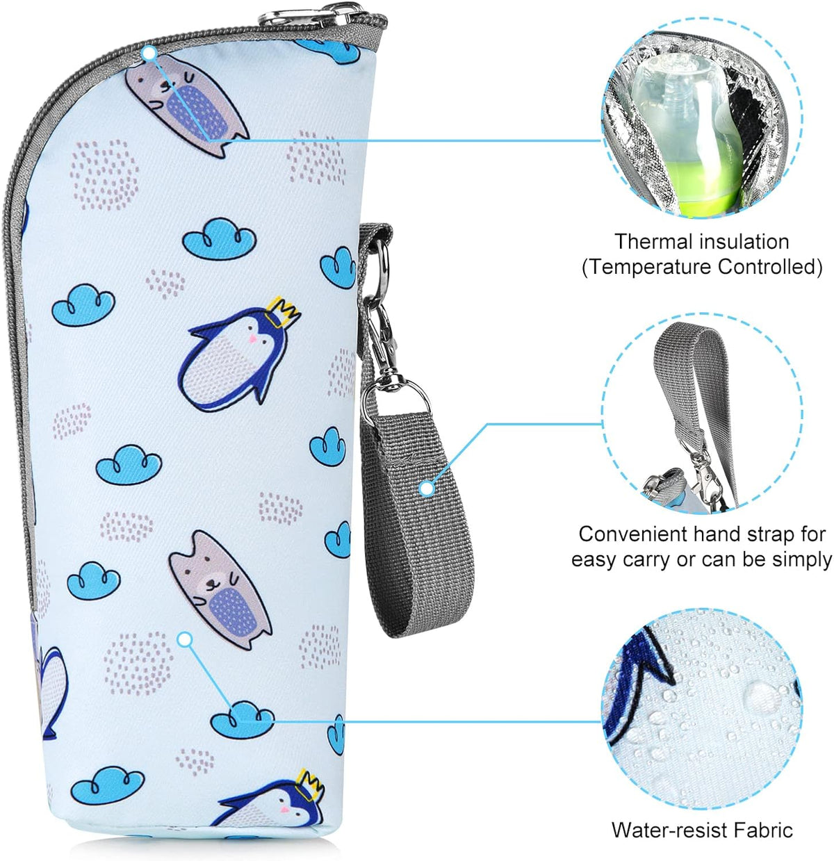 Baby Bottle Cooler Tote Bags, Insulated Breastmilk Cooler Bag, Nursing Bottle Cooler Warmer Bag for Nursing Mom Daycare Travel