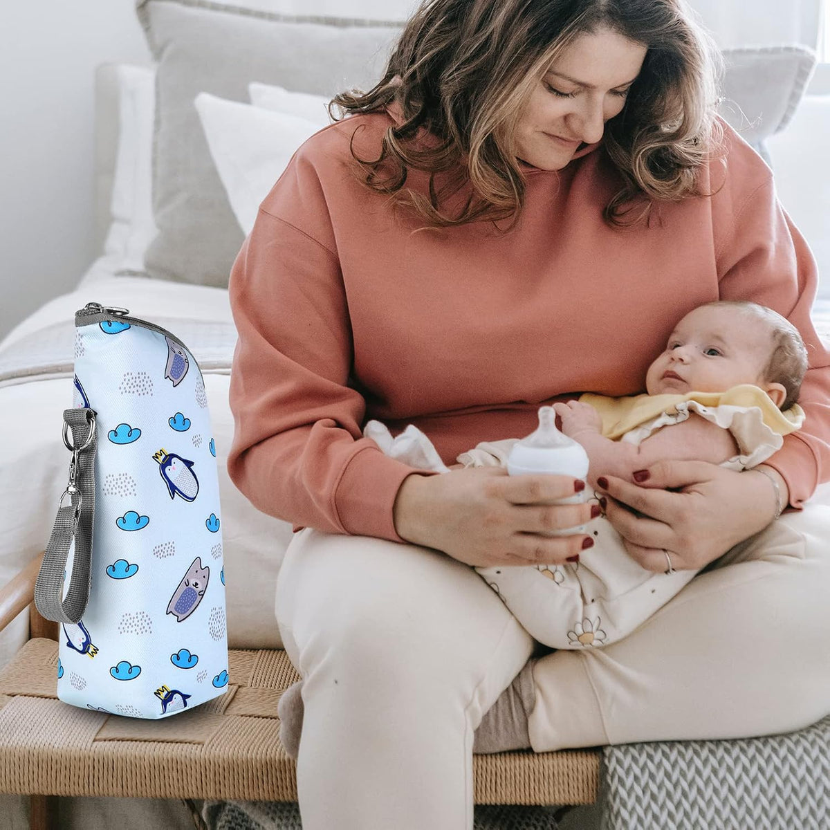 Baby Bottle Cooler Tote Bags, Insulated Breastmilk Cooler Bag, Nursing Bottle Cooler Warmer Bag for Nursing Mom Daycare Travel