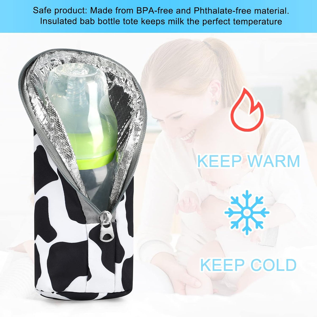 Baby Bottle Cooler Tote Bags, Insulated Breastmilk Cooler Bag, Nursing Bottle Cooler Warmer Bag for Nursing Mom Daycare Travel