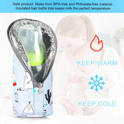 Baby Bottle Cooler Tote Bags, Insulated Breastmilk Cooler Bag, Nursing Bottle Cooler Warmer Bag for Nursing Mom Daycare Travel
